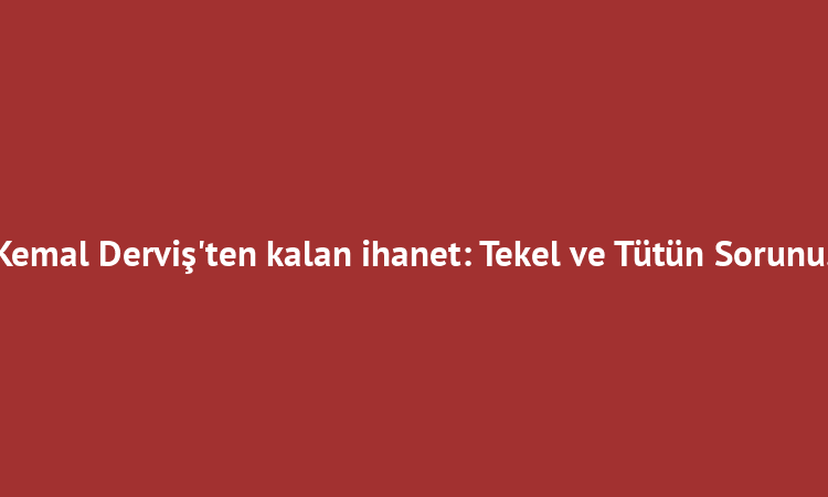 Kemal Derviş'ten kalan ihanet: Tekel ve Tütün Sorunu.